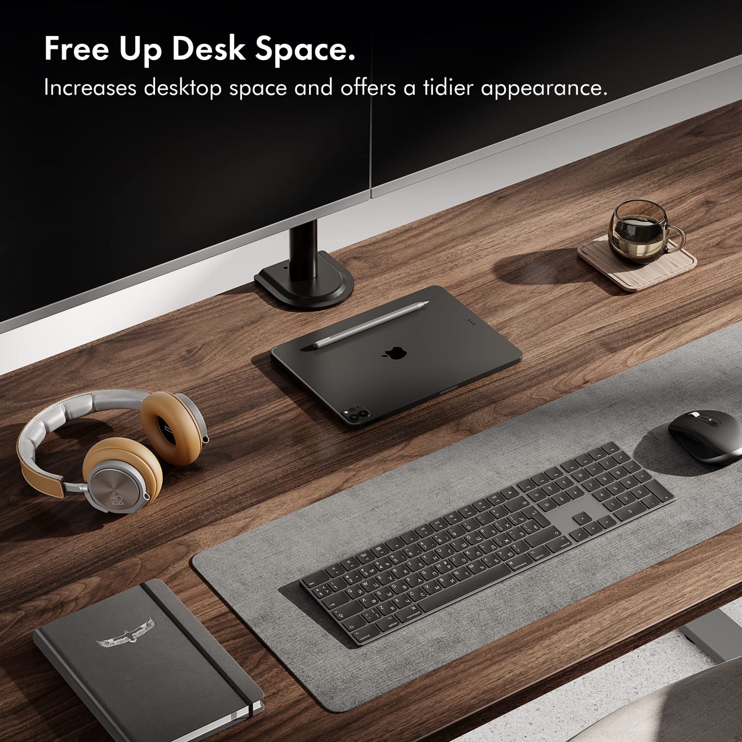 - VonHaus Dual Monitor Stand for 13-32" Screens, Twin Monitor Mount with Desk Clamp