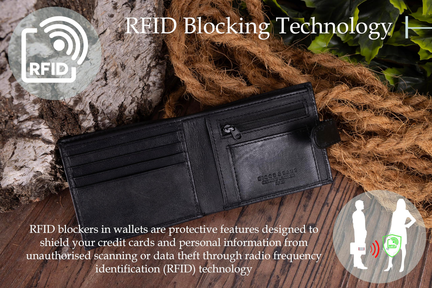 - Men's Bifold Genuine Leather Wallet | Optional Personalised Engraving -