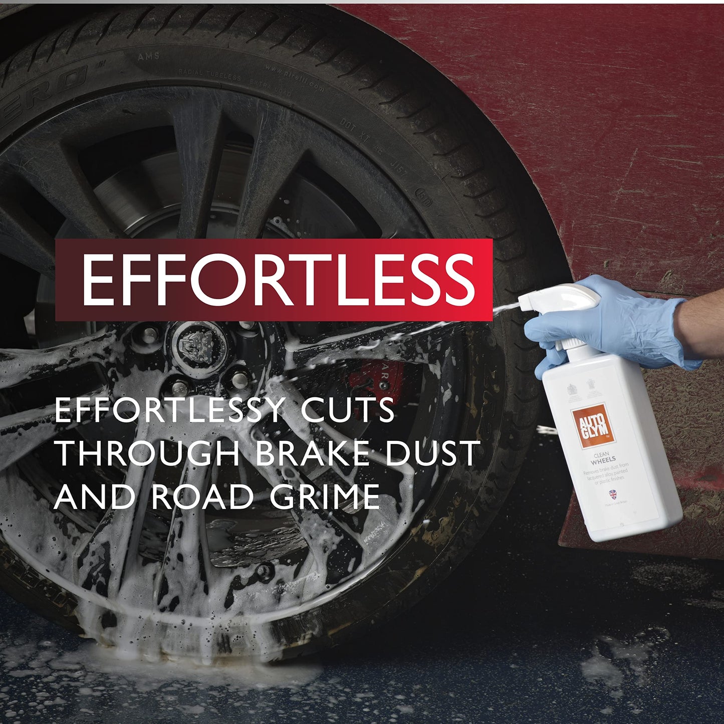 Autoglym Clean Wheels, 1 Litre - Car Wheel Cleaner - Heavy Duty Traffic Film Remover for Dirt, Brake Dust, Metal Contaminants - Alloy Wheel Cleaner, Concentrated Brake Cleaner for Tyres