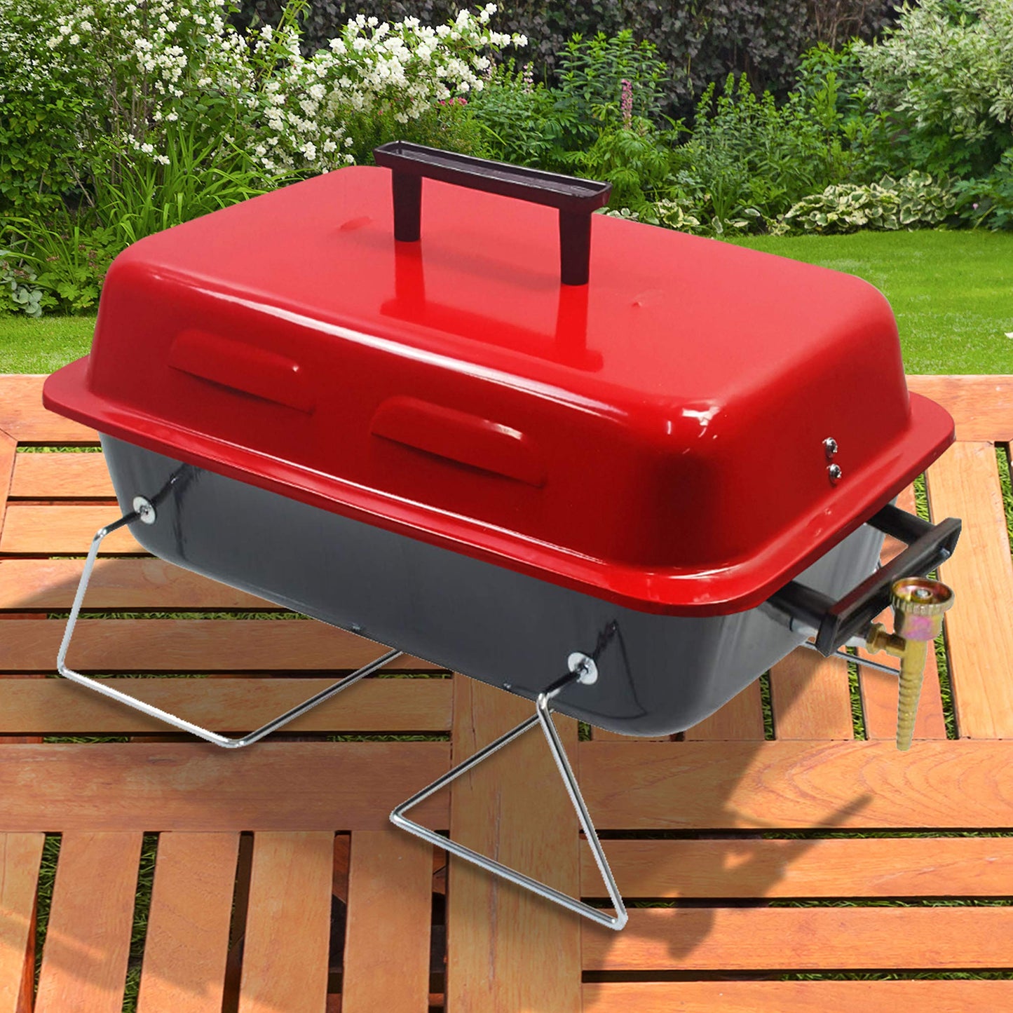 BillyOh Foldable Picnic and Camping BBQ Red Table Top Camping Barbecue with Lid Lightweight and Compact