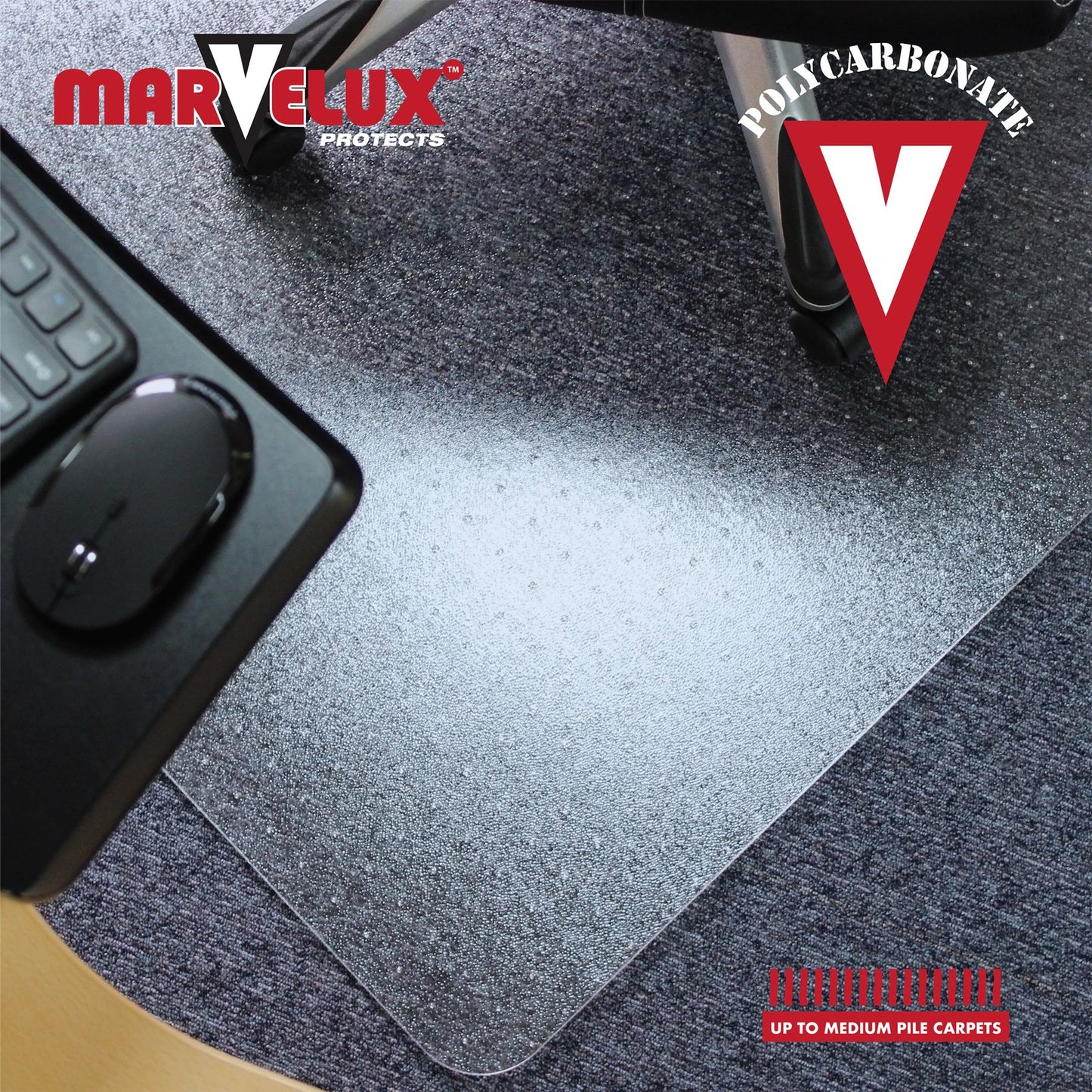 - Marvelux 90 x 120cm | (36" x 47") | Heavy Duty Premium Polycarbonate Rectangular Office Chair Mat -