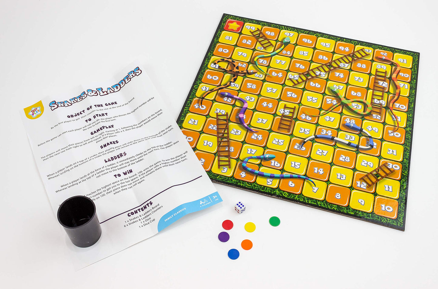 - Kids Play Snakes & Ladders | Family Classics Board Game | 2-6 Players Age 3+ -