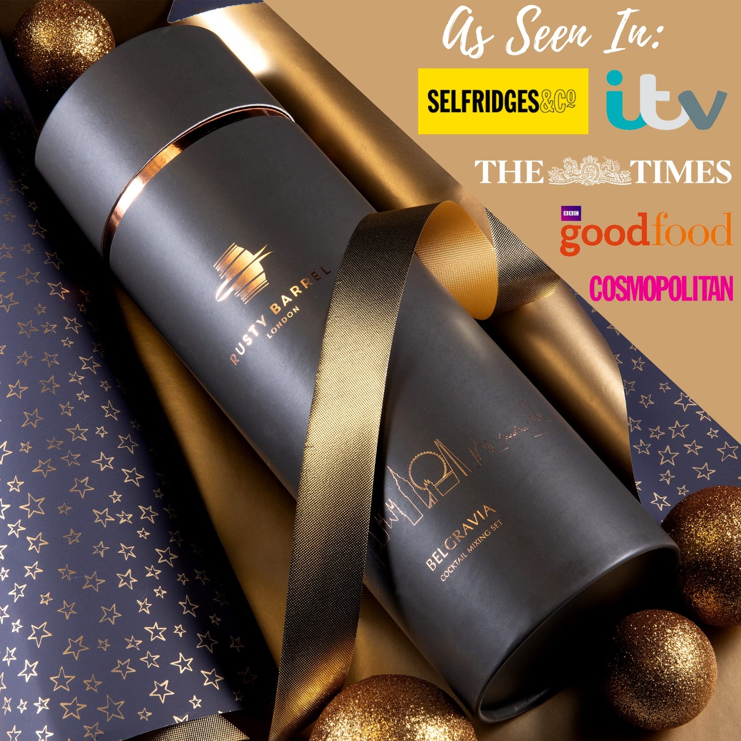 - Rusty Barrel Belgravia Cocktail Making Set | Cocktail Gift Set in Copper with Stainless Steel Boston Shaker -