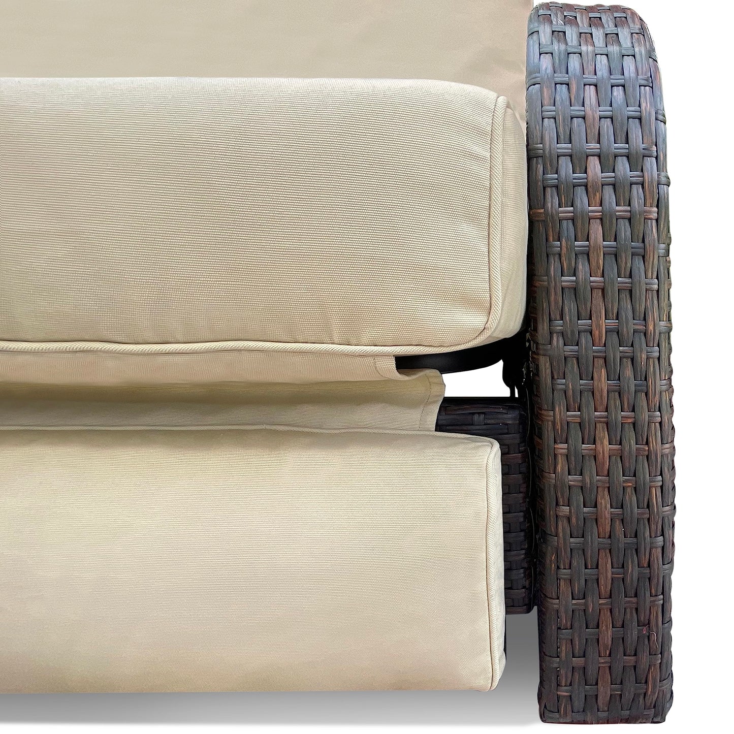 ATR ARTTOREAL Garden Recliner Chair,Patio Reclining Rattan Adjustable Position Height Armchair with Footrest and Backrest,Aluminum Frame,Brown Hand-woven Wicker,Khaki Color