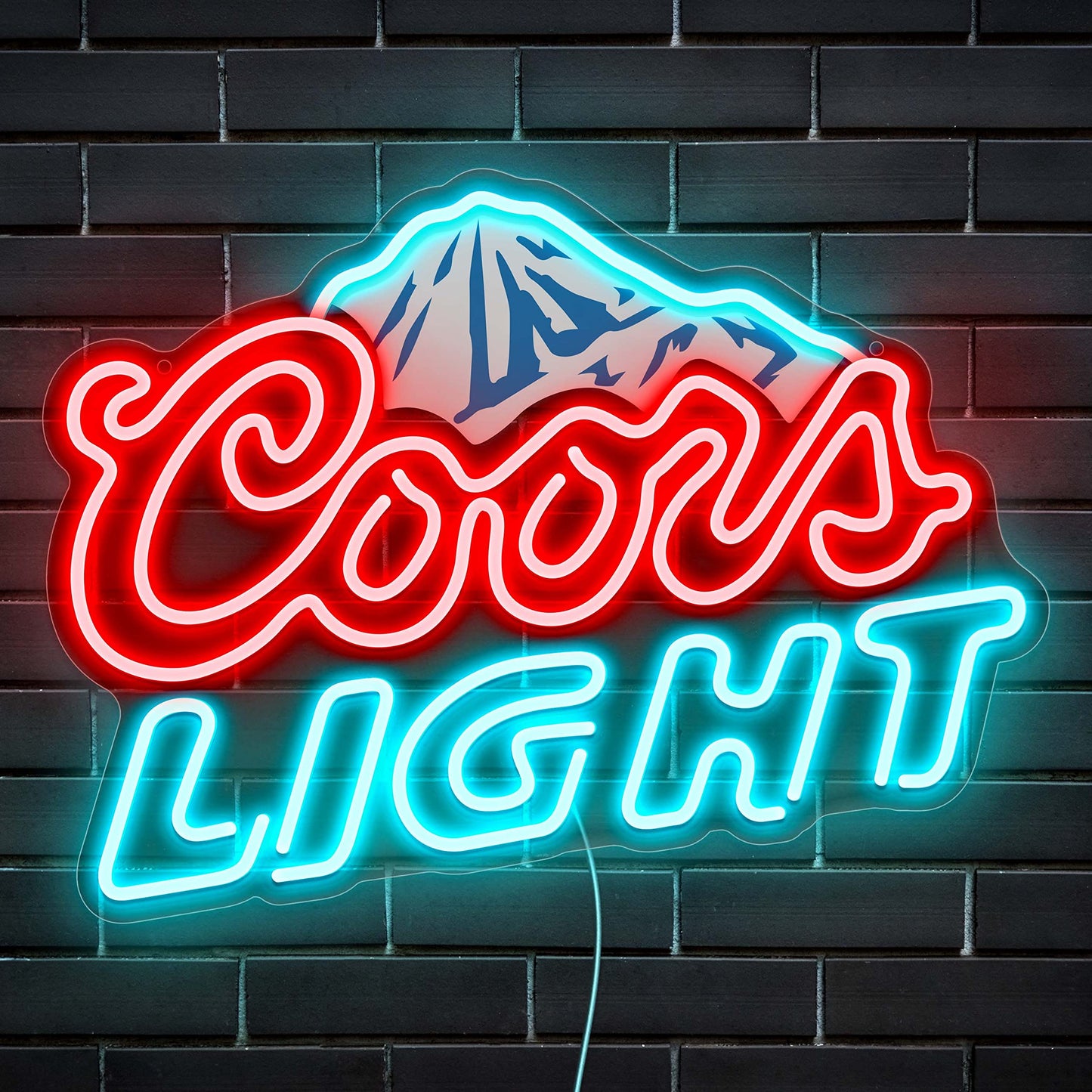 Beer Neon Sign LED Neon Beer Bar Signs for Man Cave Decor Beer Logo Sign with Mountain Pattern Printing Chill Mountain Home Bar Sign (Beer Logo)
