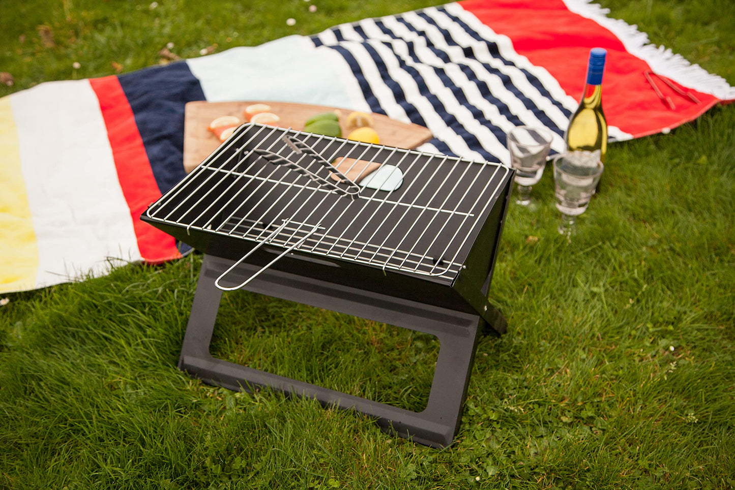 - Direct Designs | Notebook Folding Grill | Portable Picnic BBQ with Chrome Plated Cooking Grid -