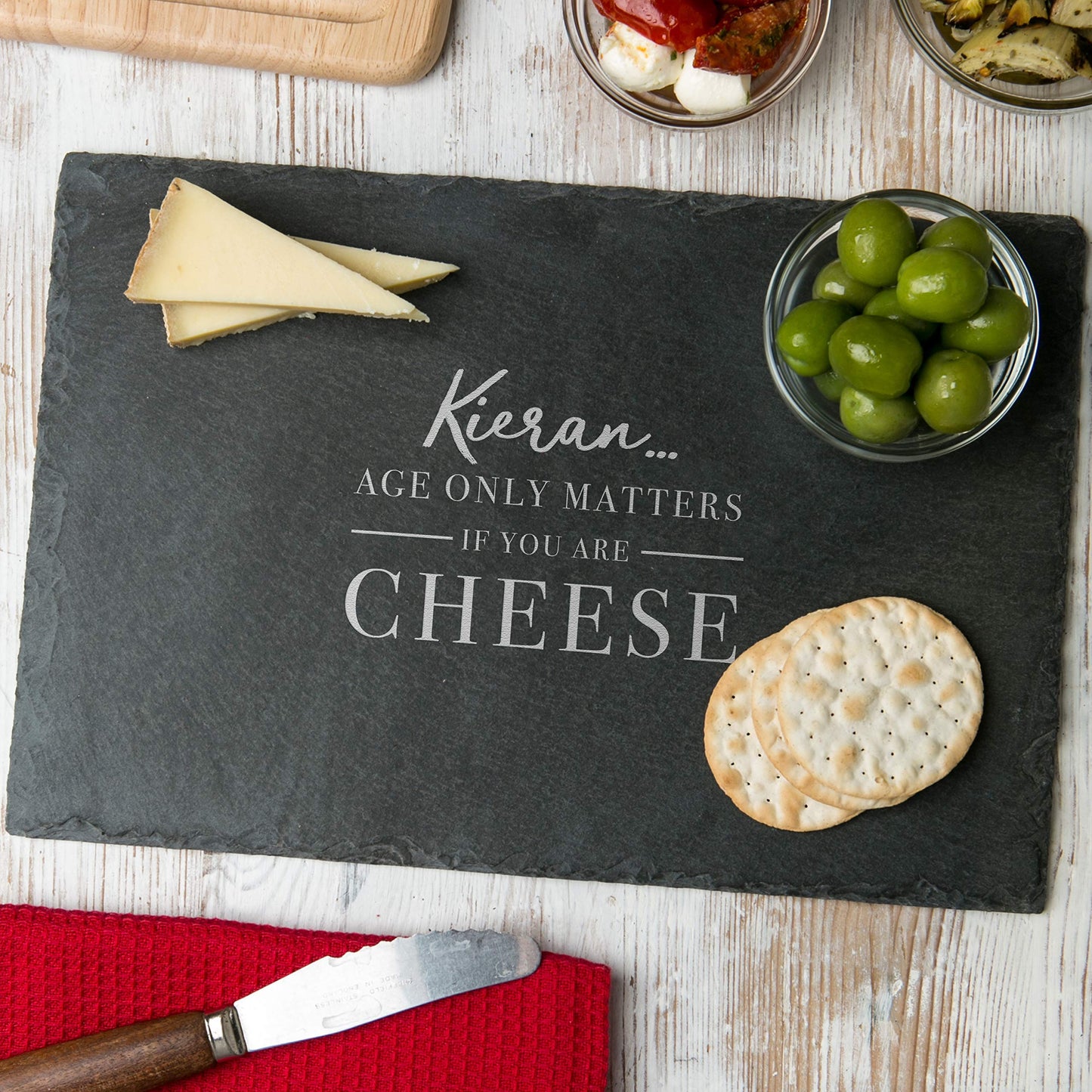 - Personalised  'Age only Matters if you're Cheese' Cheese Board -