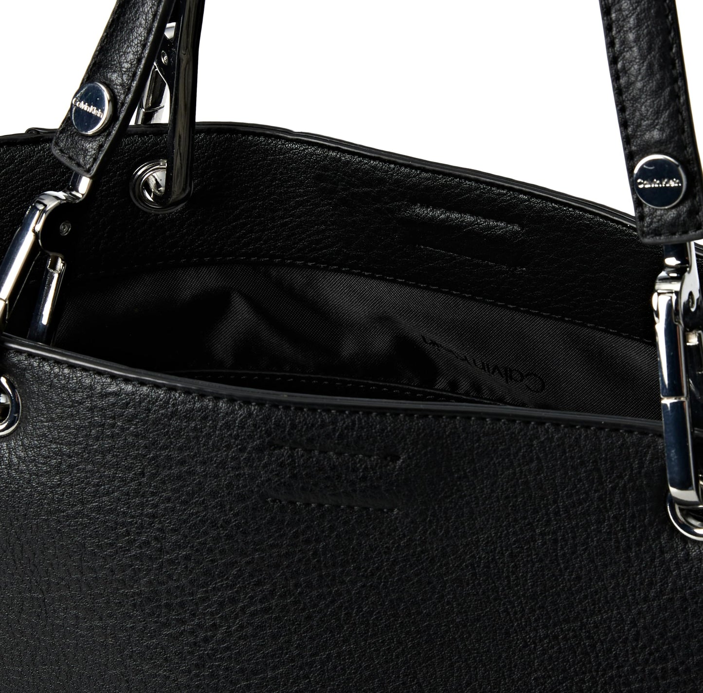 Calvin Klein Reyna Novelty Satchel, Black/Silver, One size