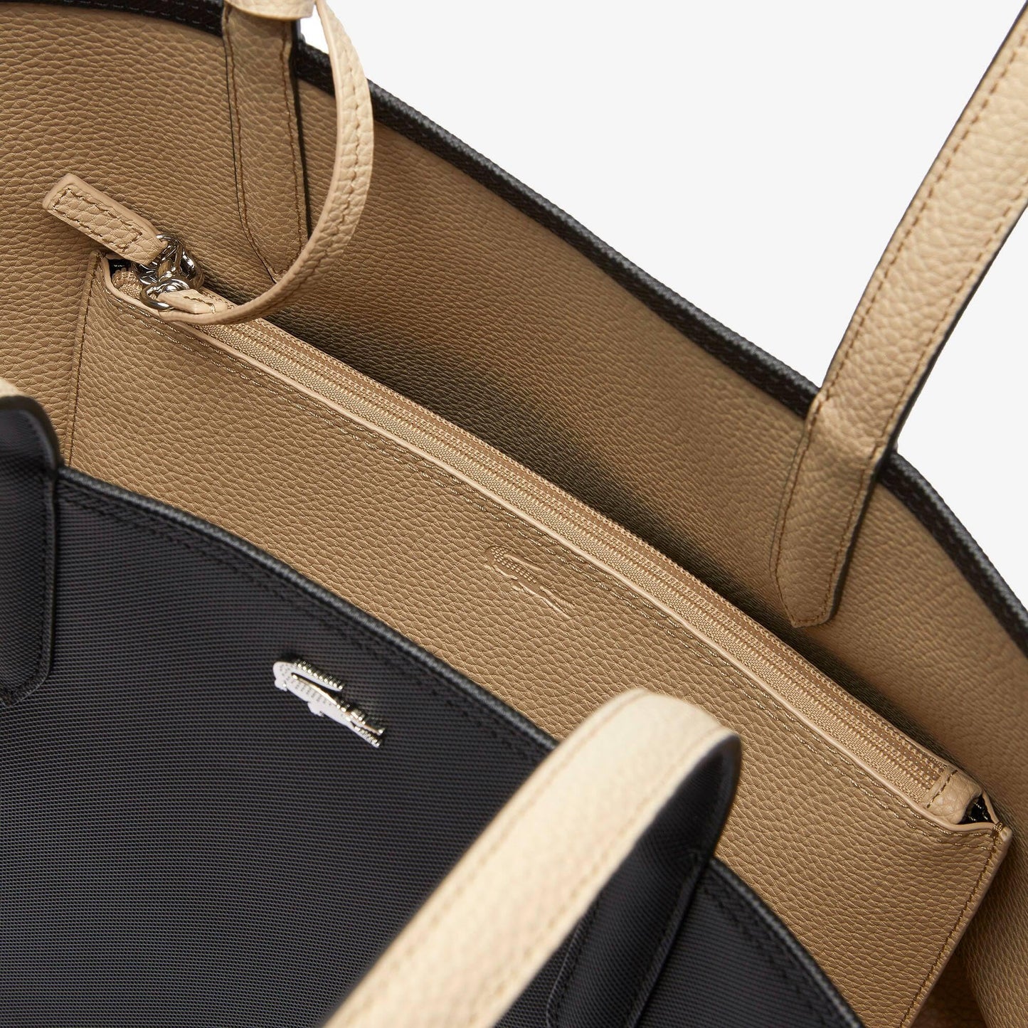 - Lacoste Women's Reversible Tote Bag | Anna Black Warm Sand -