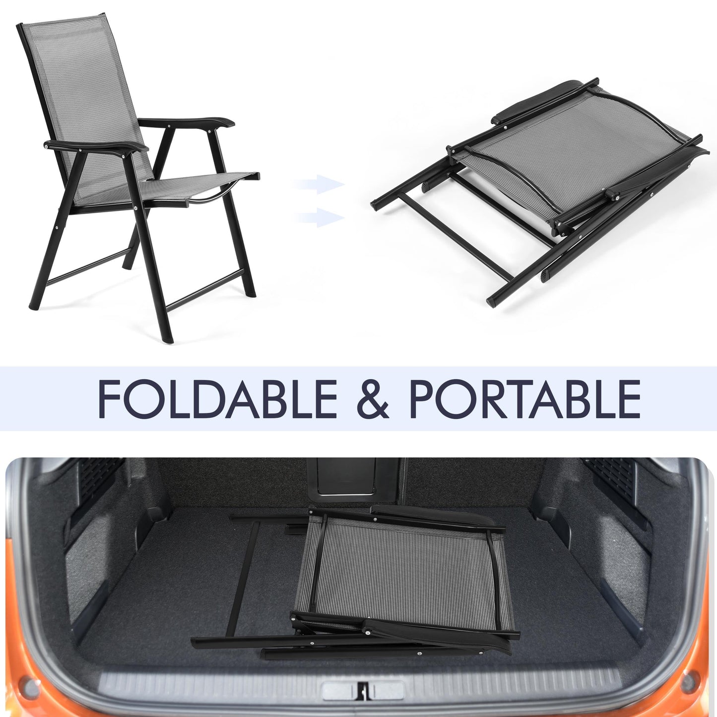 - Yaheetech Folding Chairs Outdoor Chairs Foldable Dining Chairs with Armrests 2PCS.