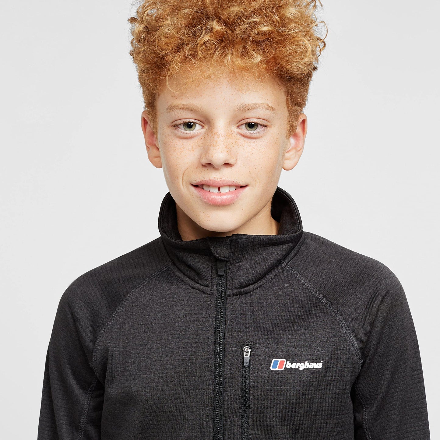 Berghaus Grid Kids' Fleece Top with Half-zip Fastening, Kids' Midlayer Fleece, Kids' Hiking & Outdoor Recreation (7-8 Years, Black)