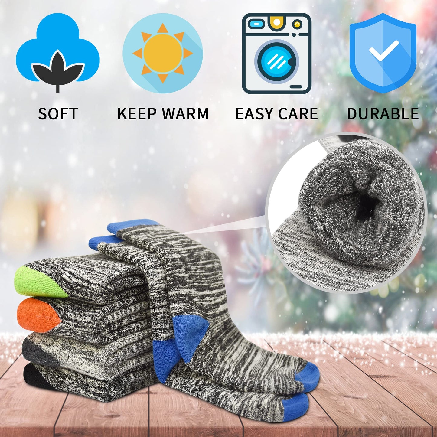 - SPTRAMLE | Boys Thick Socks | 5Pairs | 3-14Years | Thick Thermal Walking Socks | Boys & Girls -