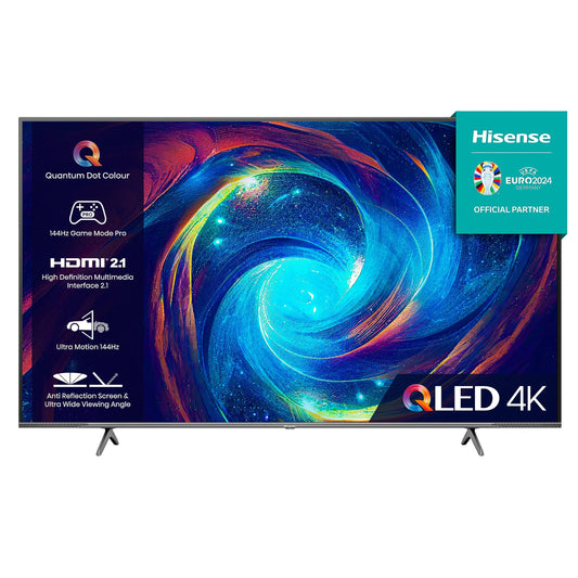 - Hisense 65 Inch QLED Gaming TV 65E7KQTUK PRO | 144Hz VRR | HDMI 2.1 | Freesync Premium | Quantum Dot Colour | VIDAA U7 | Youtube | Freeview Play | Netflix | Disney+ -