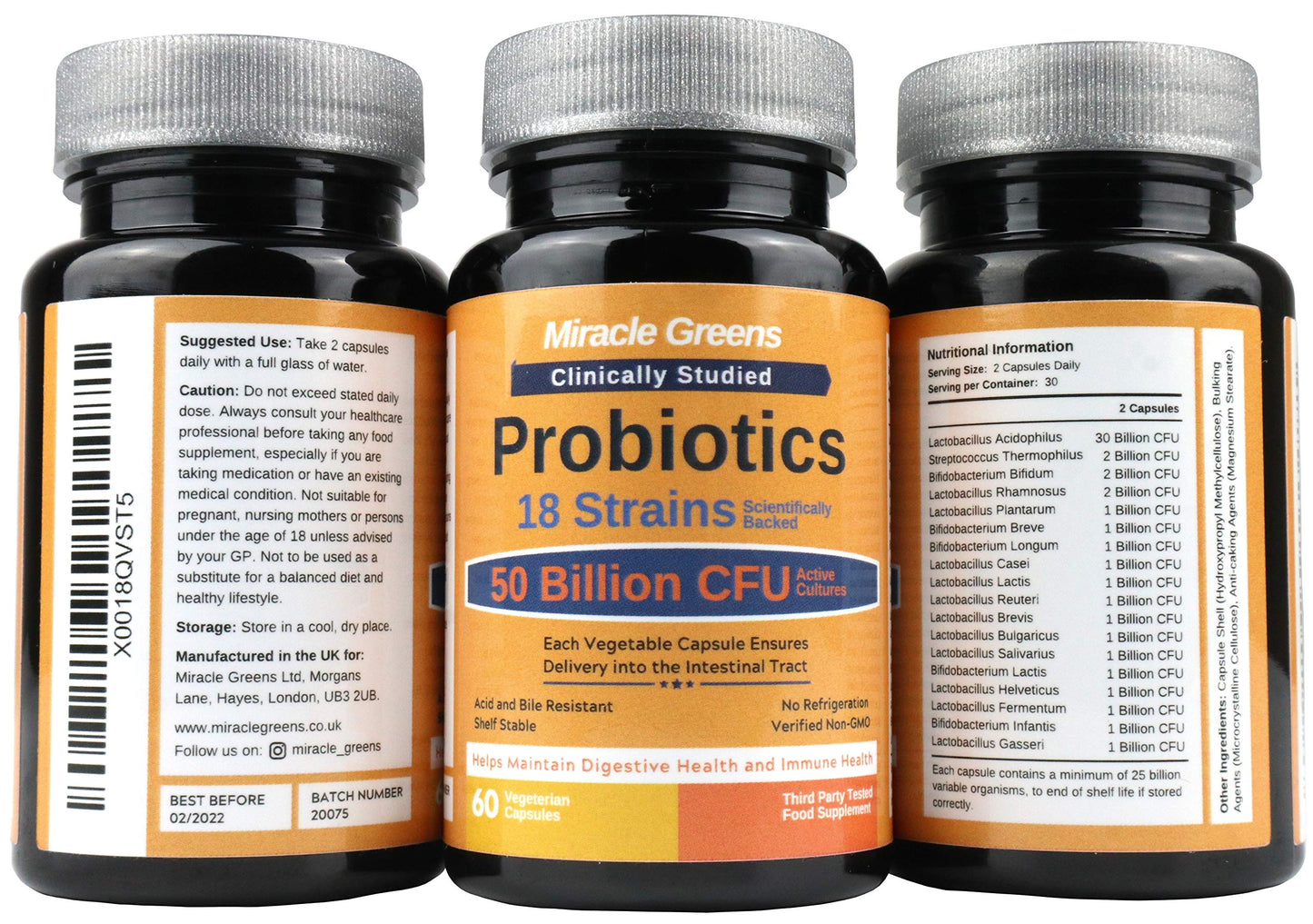 - Powerful 50 Billion CFU Probiotics | 18 Strains | Stomach Acid Resistant | Shelf Stable -