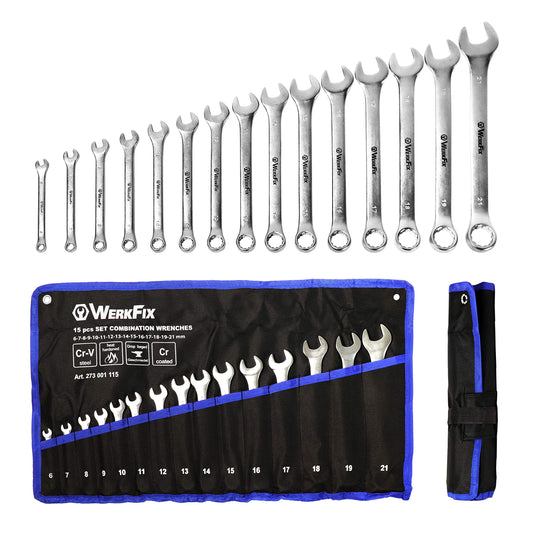 - WerkFix Combination Spanner Set 15-Piece 6-21 mm