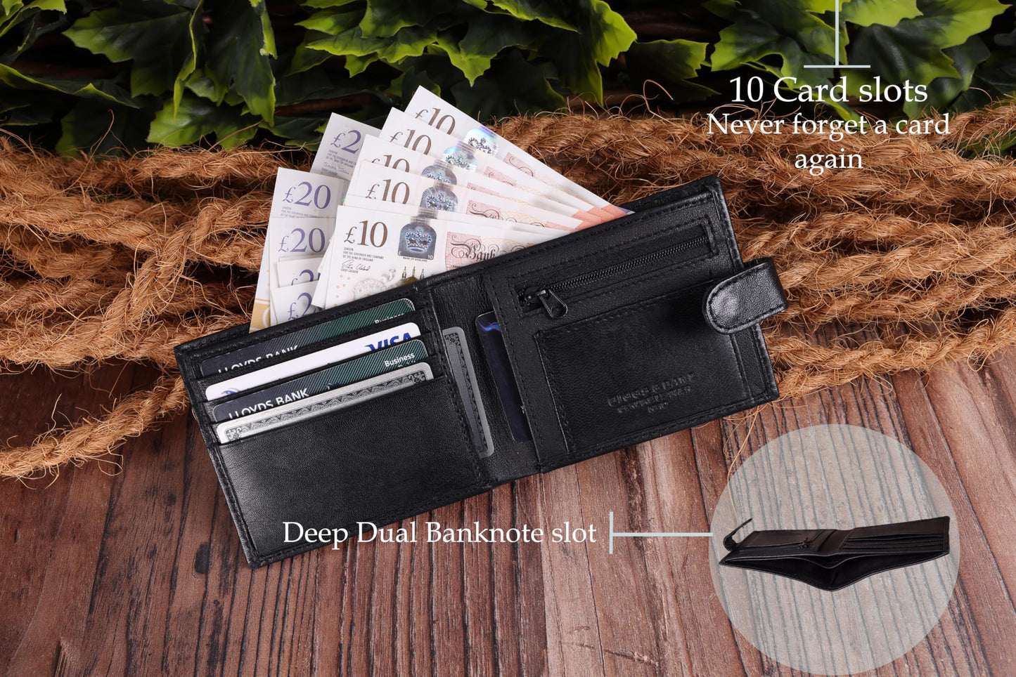 - Men's Bifold Genuine Leather Wallet | Optional Personalised Engraving -