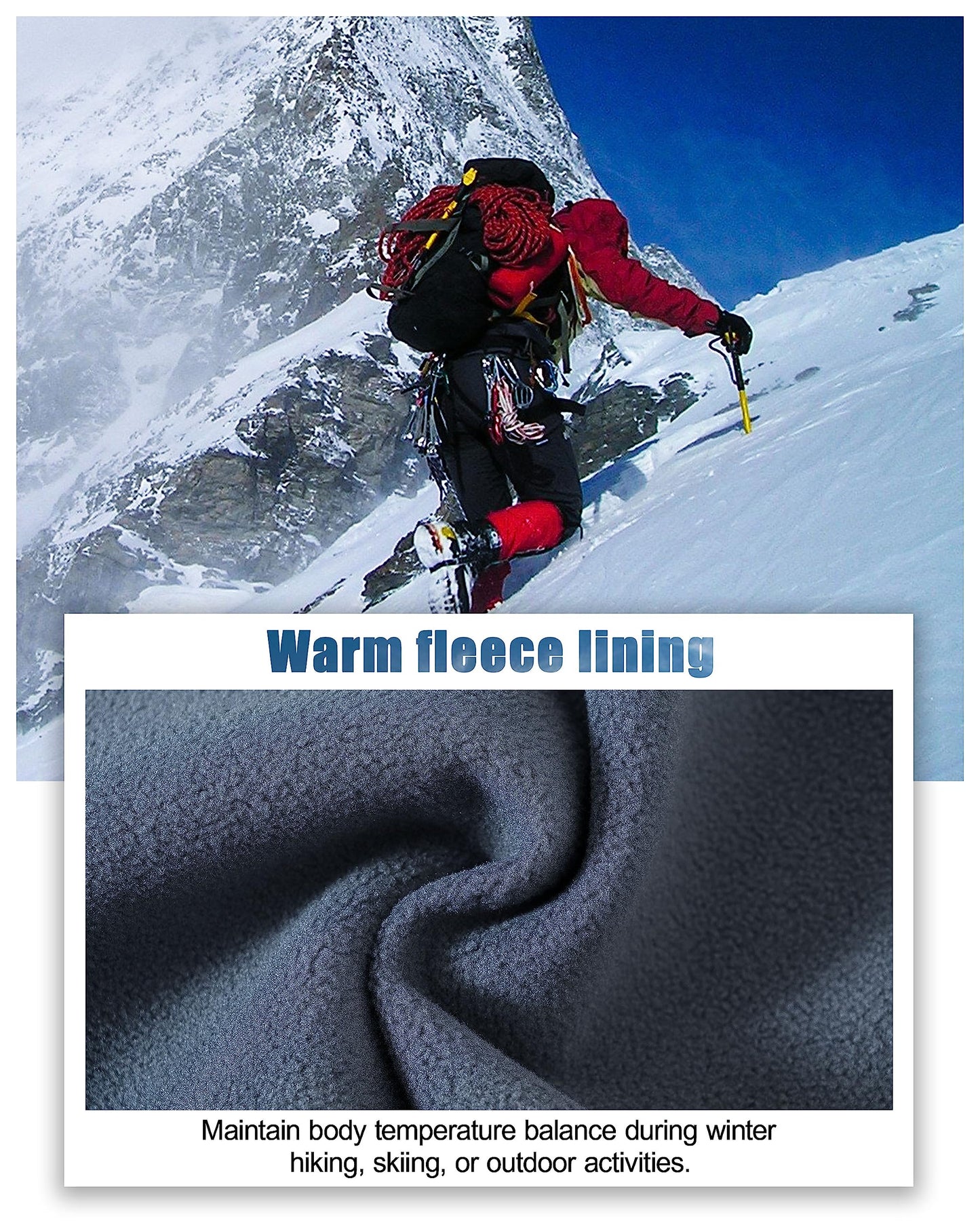 - Rdruko Mens Waterproof Softshell Trousers | Thermal Fleece Lined -