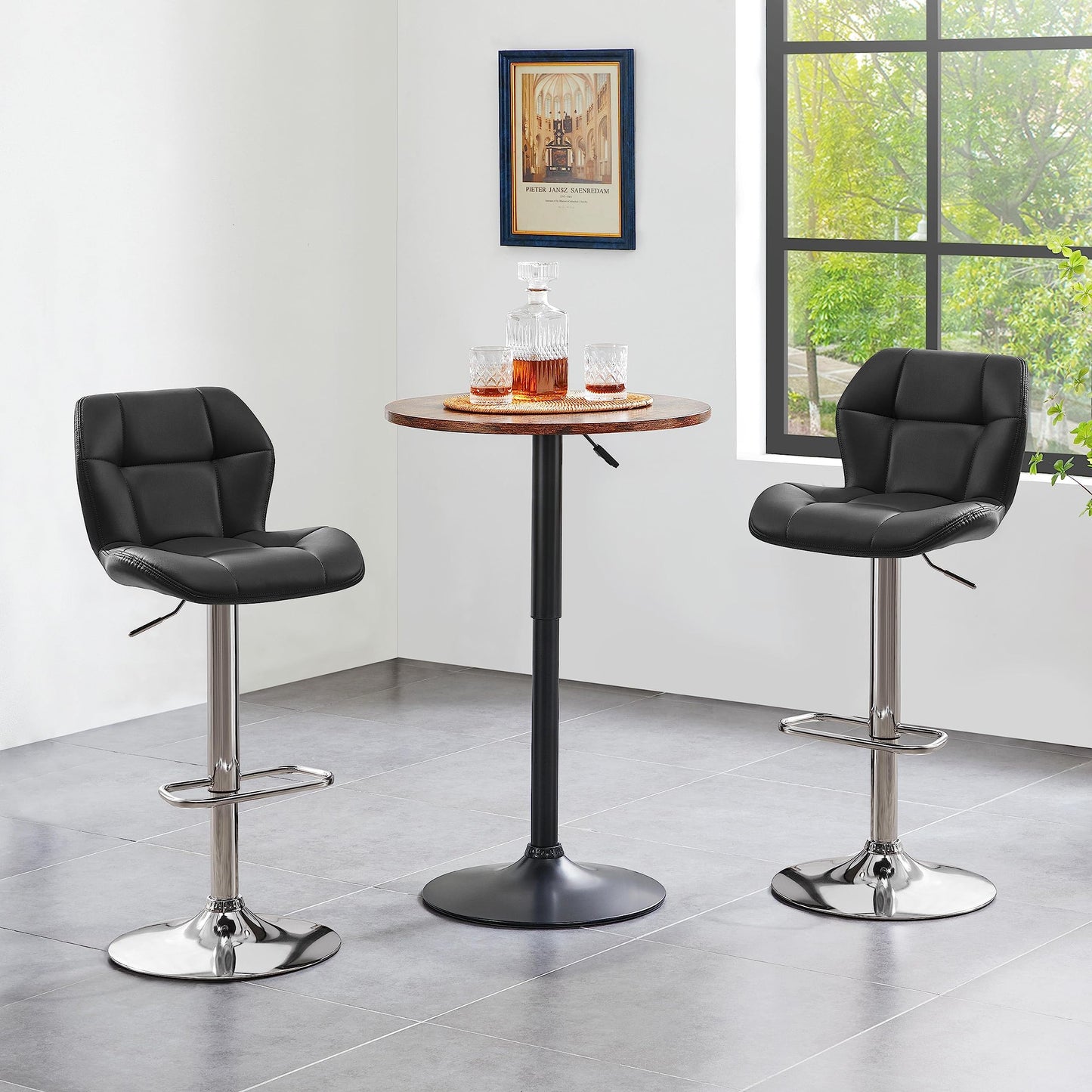 - Yaheetech Modern Faux Leather Bar chairs, Swivel Action & Adjustable Counter Stools 2PCS