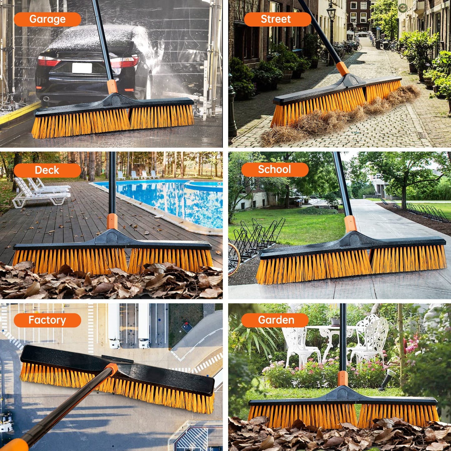 - Garden Broom | Yard Brush Heavy Duty Outdoor 2-1 CLEANHOME 166cm -