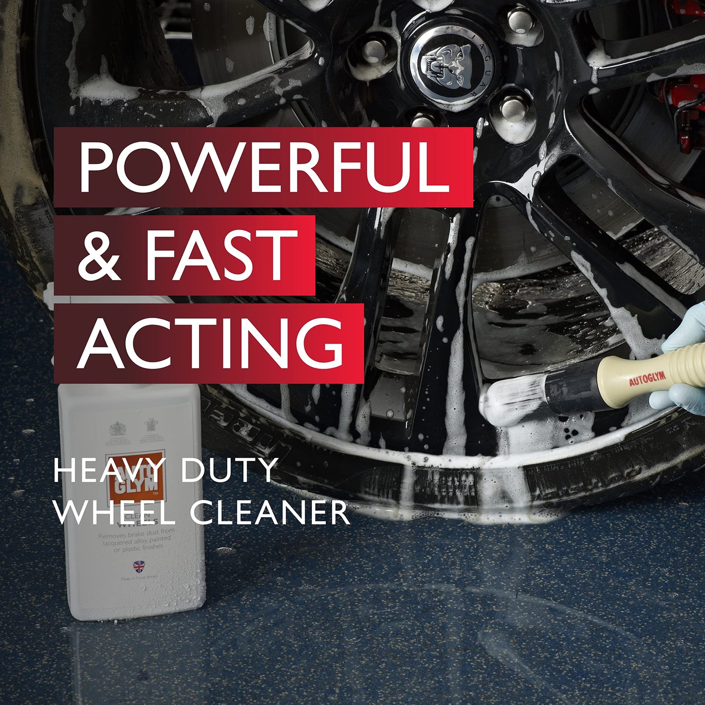 Autoglym Clean Wheels, 1 Litre - Car Wheel Cleaner - Heavy Duty Traffic Film Remover for Dirt, Brake Dust, Metal Contaminants - Alloy Wheel Cleaner, Concentrated Brake Cleaner for Tyres