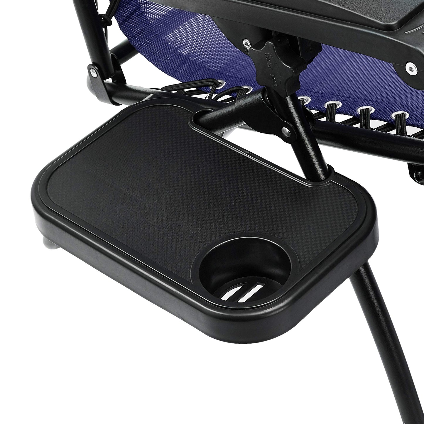 Amazon Basics Zero Gravity Alloy Steel Chair with Side Table For Relaxing, Cup Holders,Reclining,Foldable, Set of 2, Blue