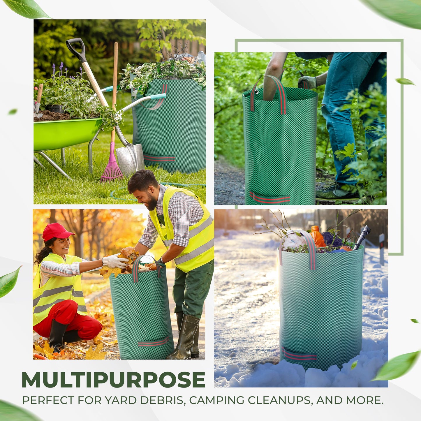 - DIKOTS Garden waste bags heavy duty | 272L Pack of 2 reusable garden bags -