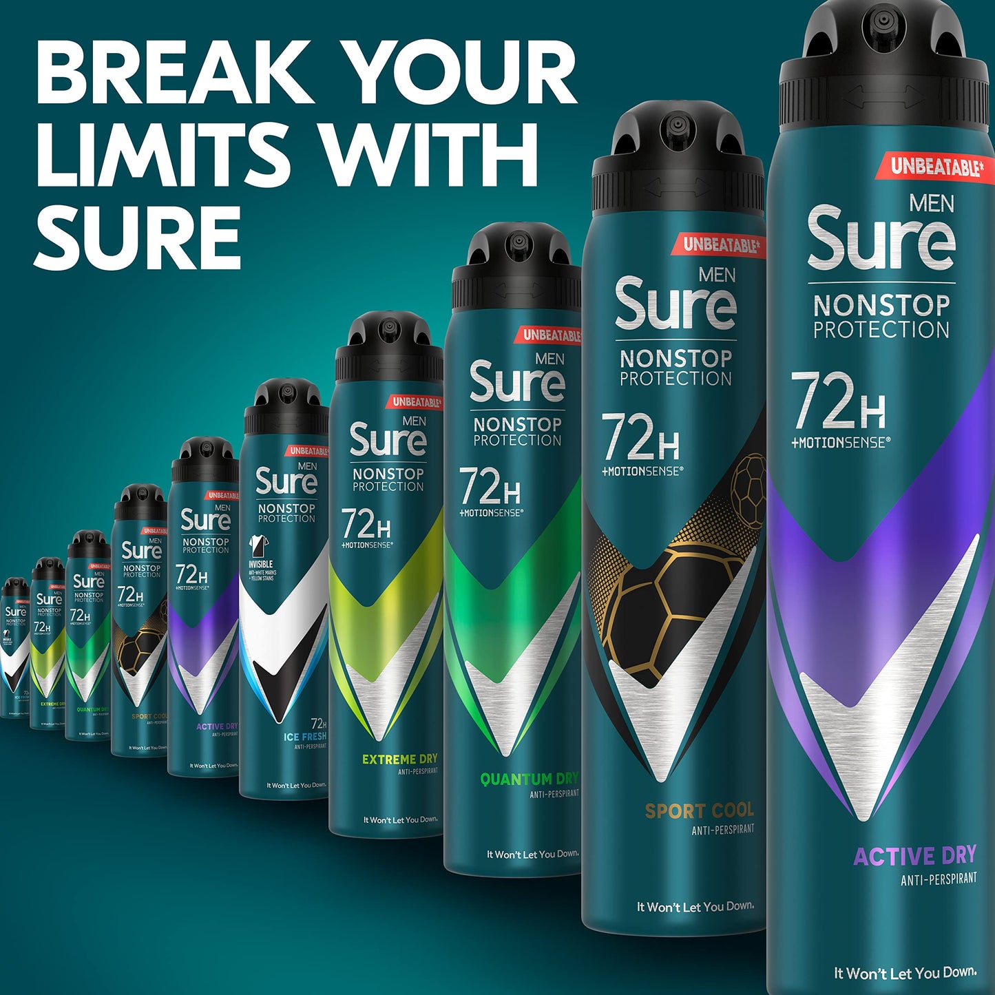 - Sure Men | Nonstop Protection | Active Dry Antiperspirant Deodorant | 250 ml -
