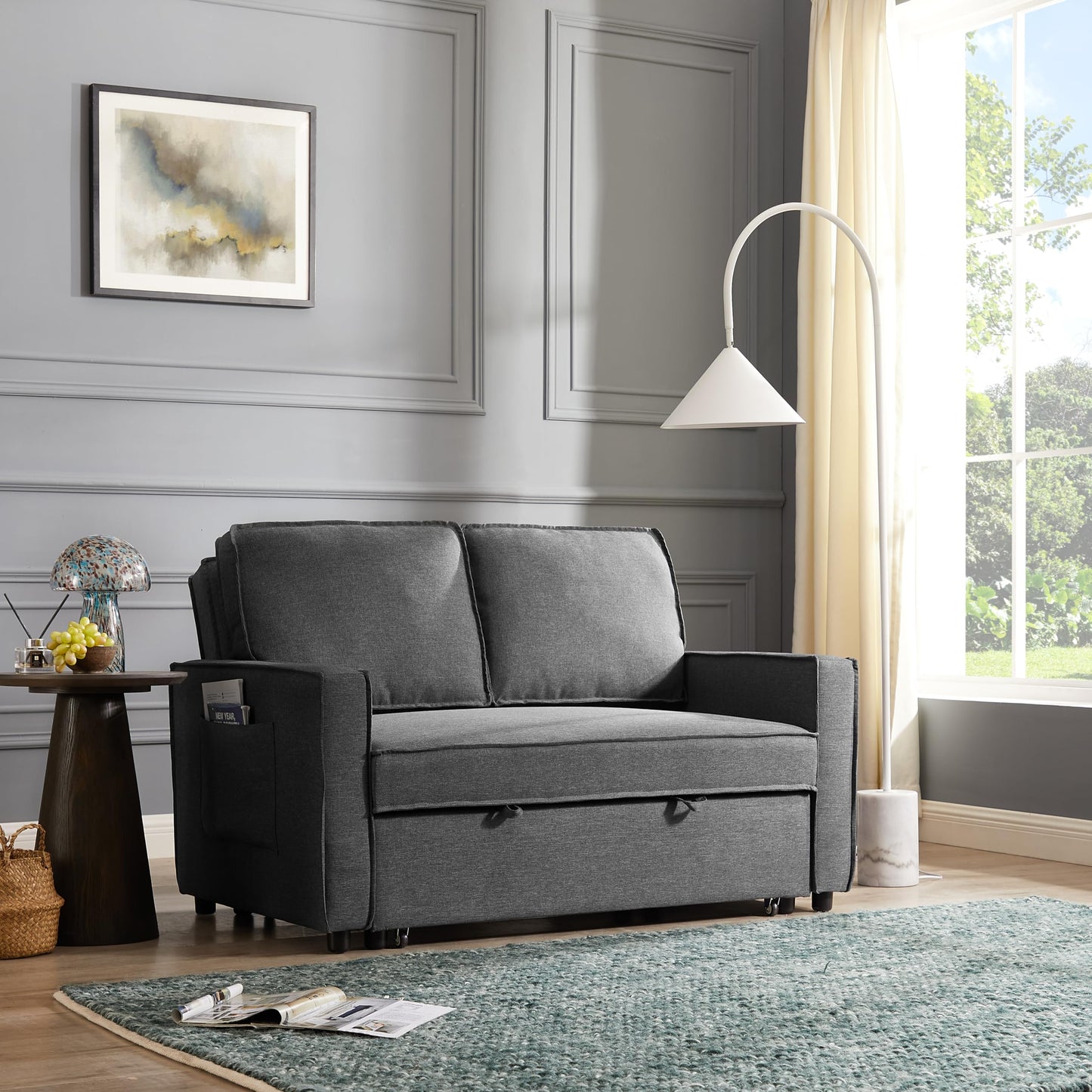- Home Detail Faux Leather Pull Out Sofa Bed | Two Seater SofaBed Upholstered Settee -
