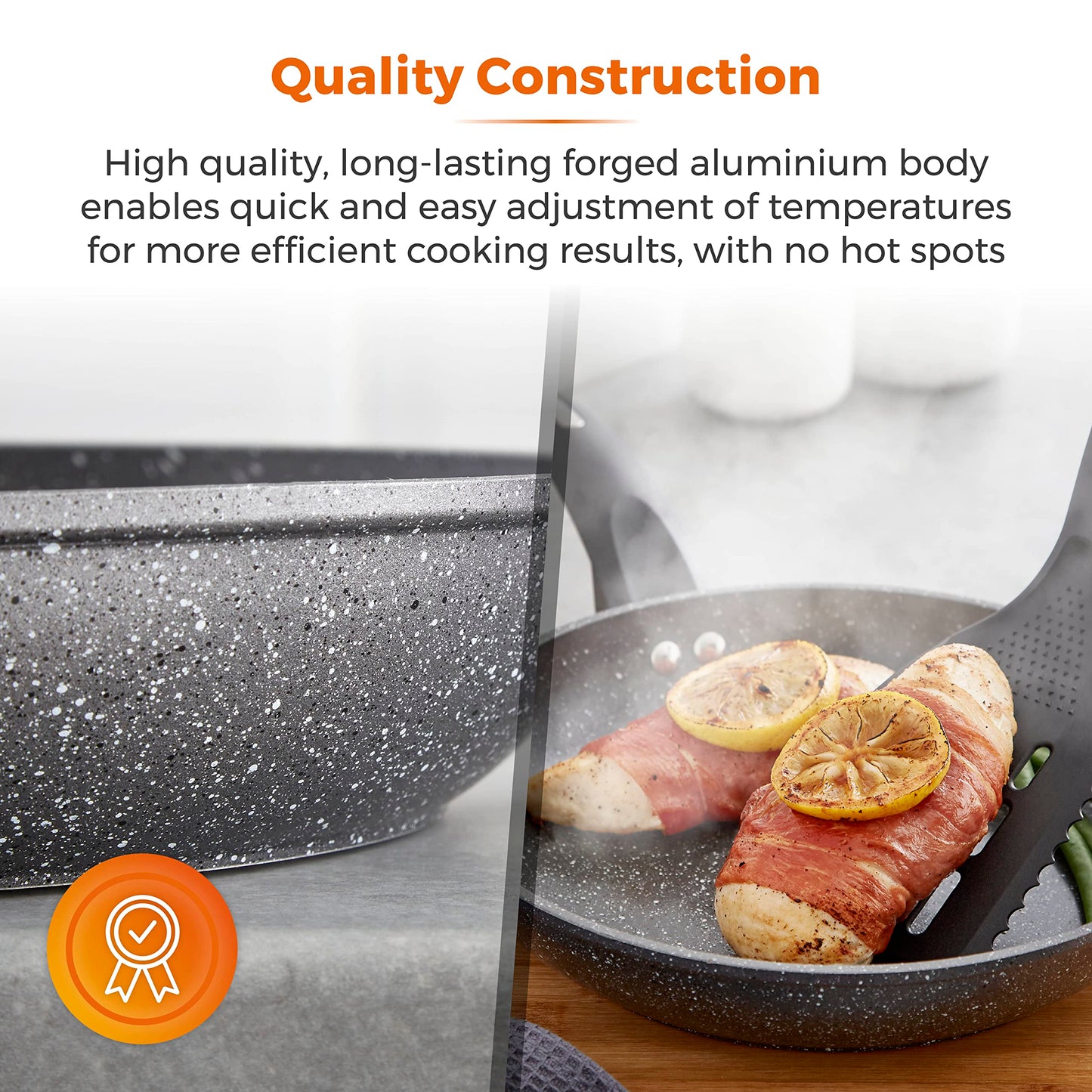 - Tower Cerastone T81232 Forged Frying Pan | Non-Stick Coating | Soft Touch Handles -