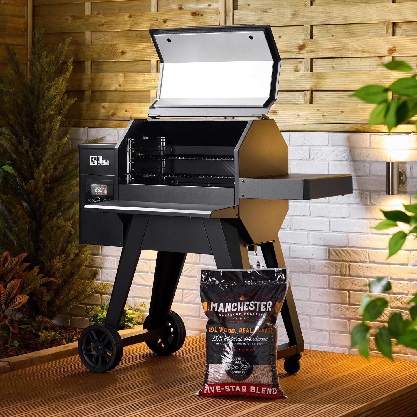 - Fire Mountain Pellet BBQ | Woodfired BBQ | Electric BBQ with LED display | Automatic Pellet Feeder -