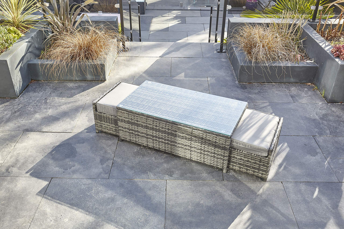 - Yakoe Vancouver 9 Seater Corner Rattan Garden Set In Grey With Fitting Cover