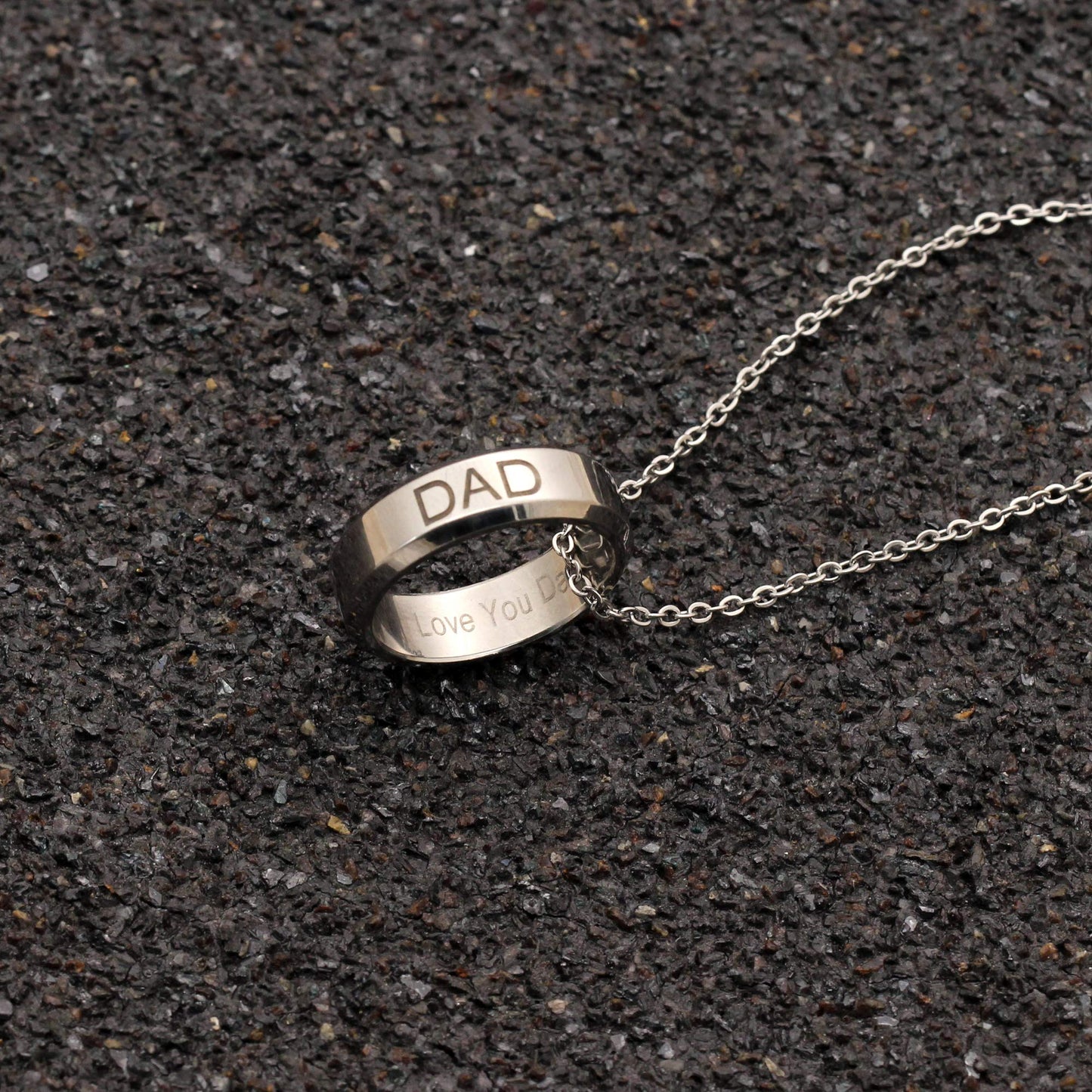 - YONGHUI Mens Personalised Adjustable Stainless Steel Ring Necklace Jewellery For Dad