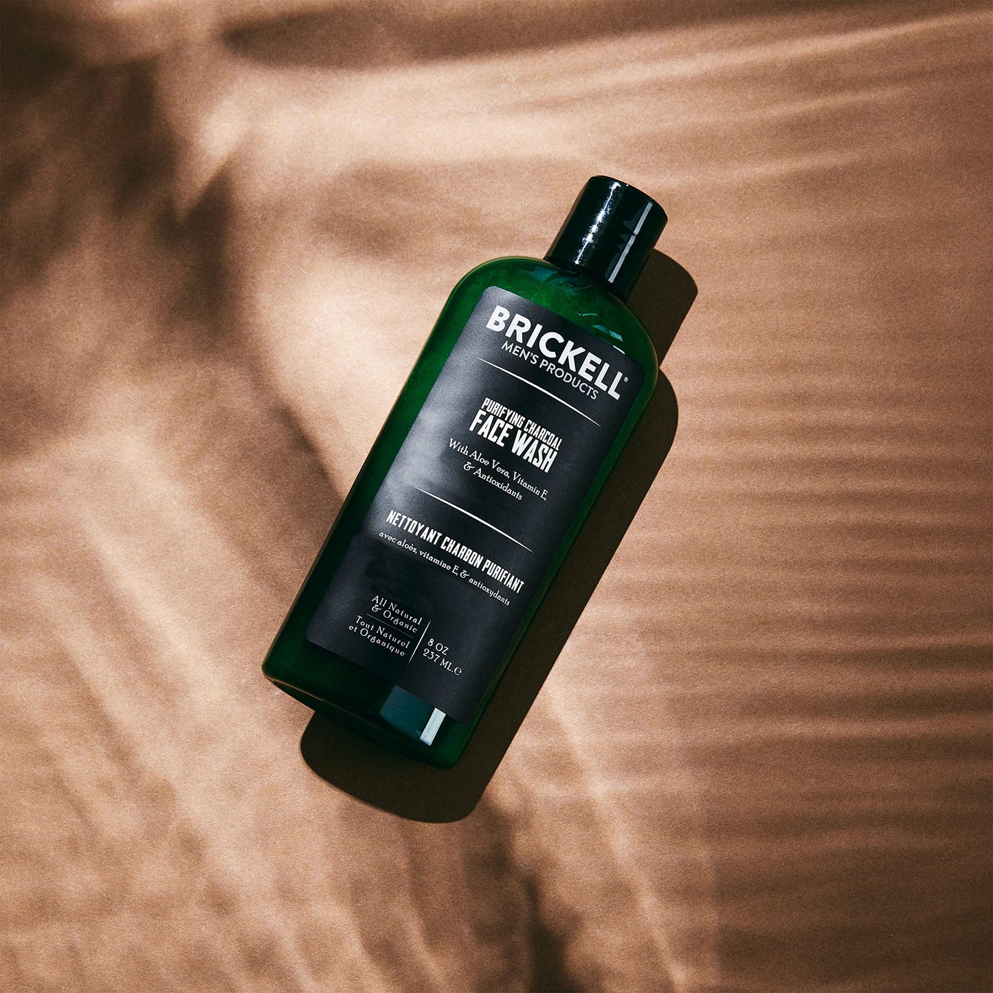 Brickell Men's Purifying Charcoal Face Wash for Men, Natural and Organic Daily Facial Cleanser, 236 mL, Scented