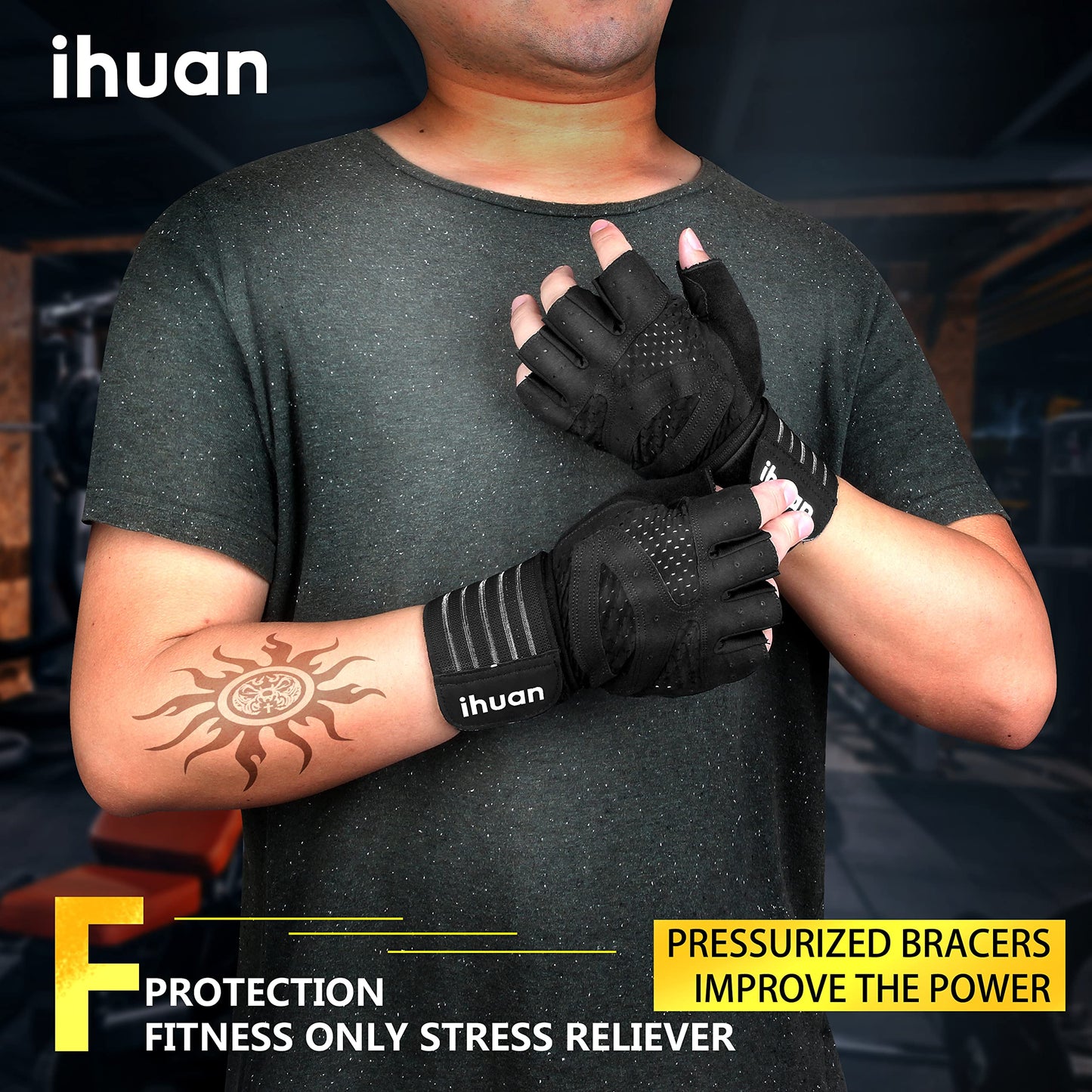 - ihuan Ventilated Weight Lifting | Gym Workout Gloves With Wrist Wrap Support -