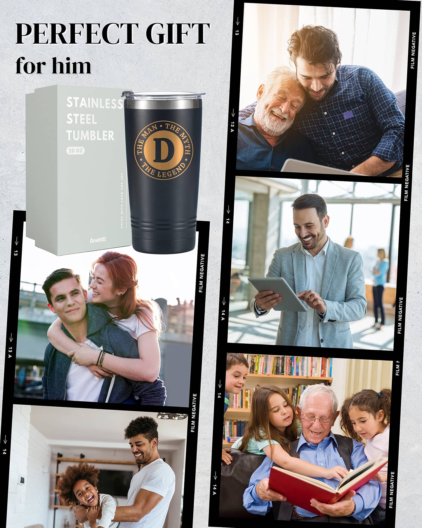 - Onebttl -The Man The Myth The Legend Mug | Stainless Steel Travel Tumbler for Men | Funny & Personalised Coffee Cup -