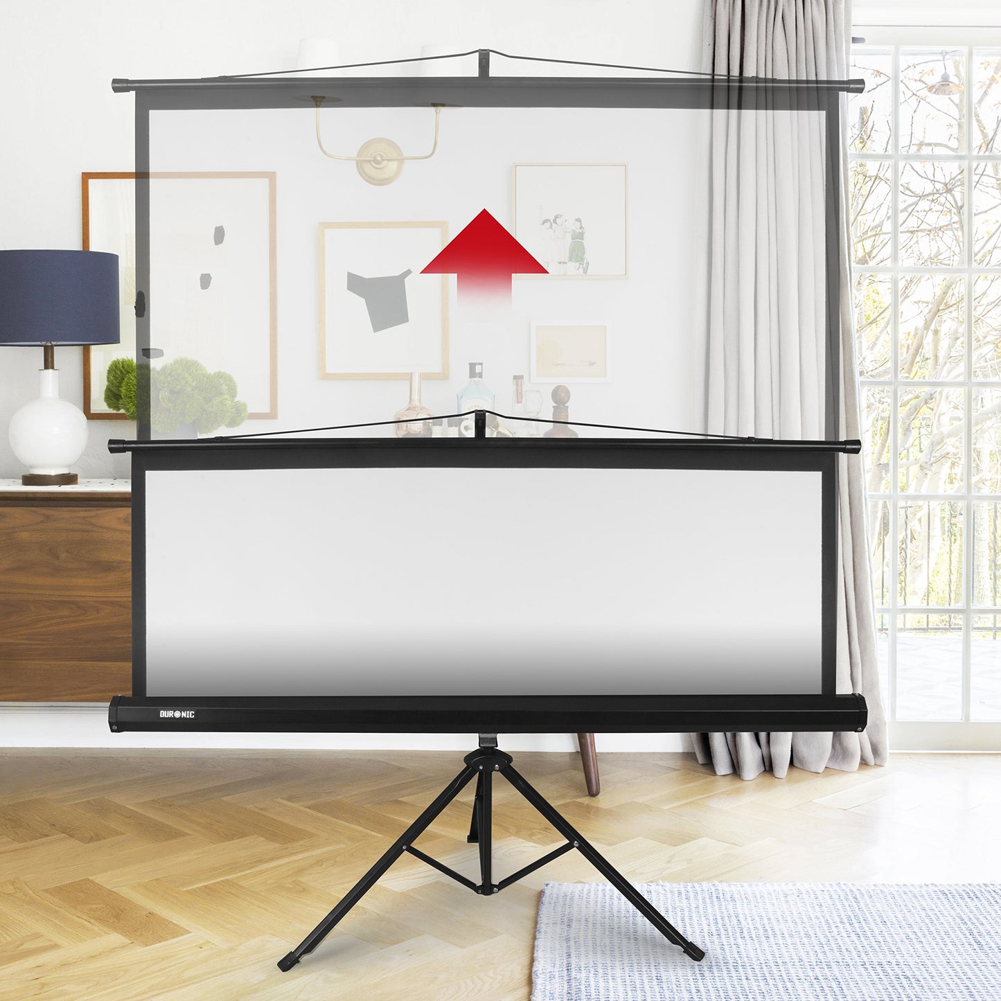- Duronic Projector Screen TPS60 /43 60" | Portable Tripod Projection Screen | (Screen: 122cm (W) X 91cm (H) 4K / 8K Ultra HDR 3D Ready -