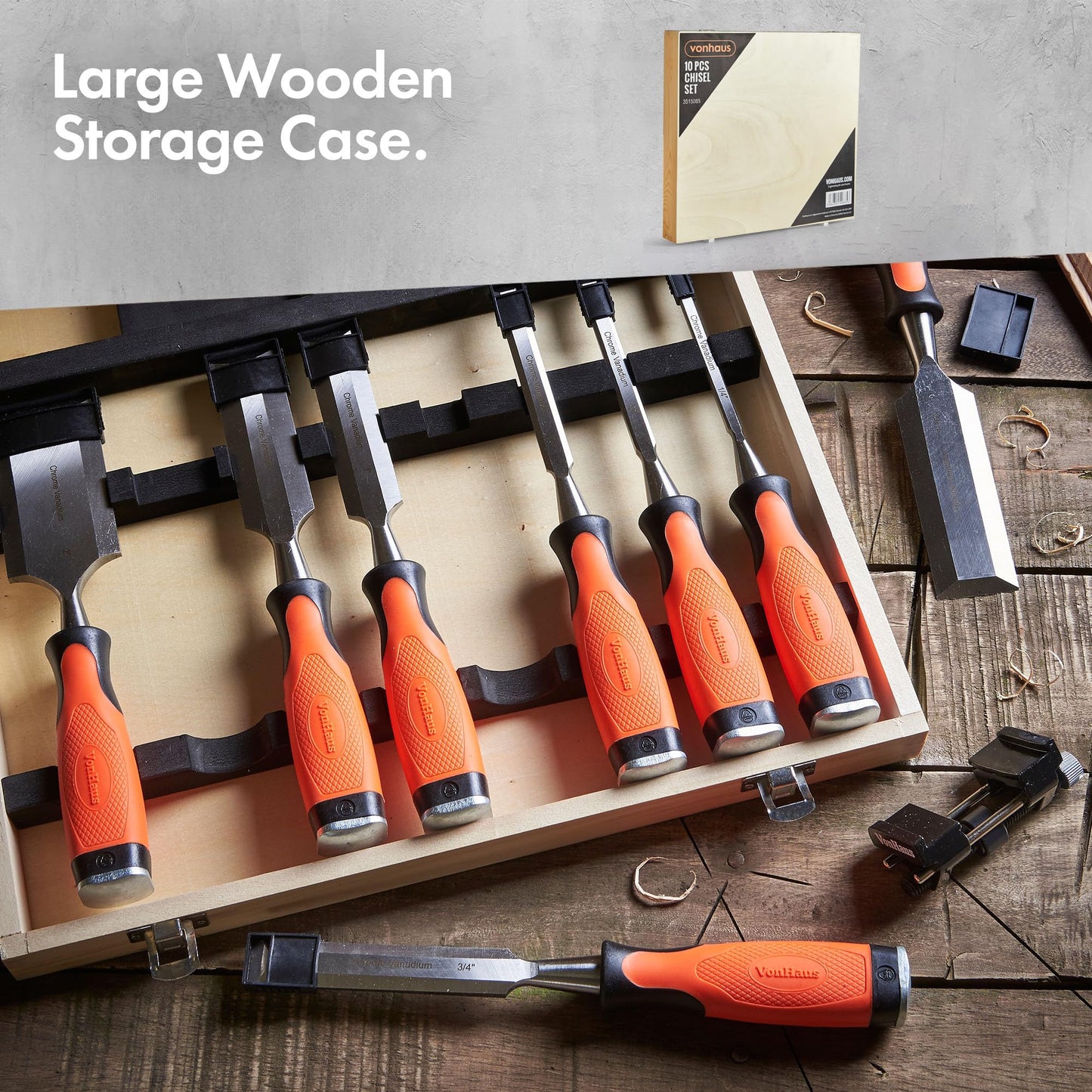 - VonHaus Chisel Set - 10pcs Woodworking Tools Set - Wood Carving Tools - Wood Chisel Set