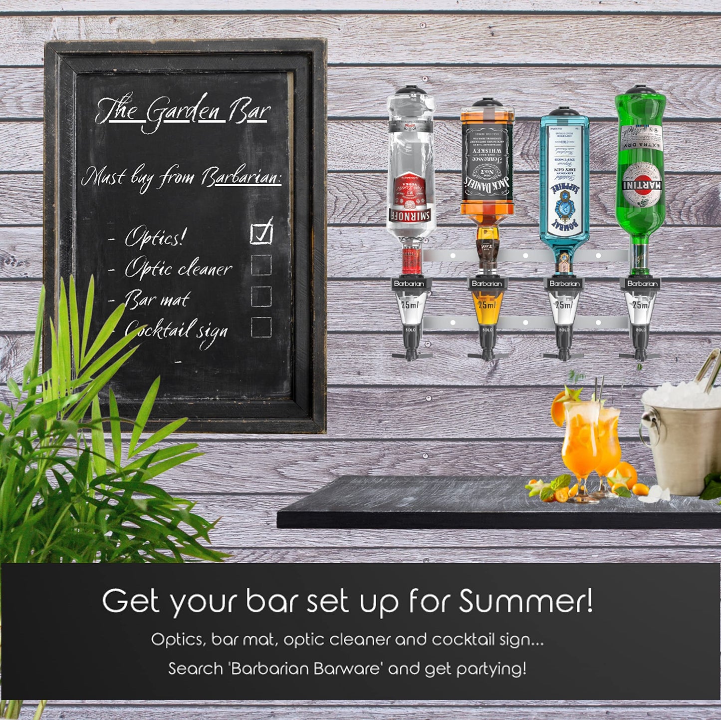 Barbarian 4/6 Bottle Optics for Spirits - Bar Butler Shot Measure Bracket Alcohol Wine Upside Down Drink Dispenser Home bar Garage Man cave (4 Bottle)