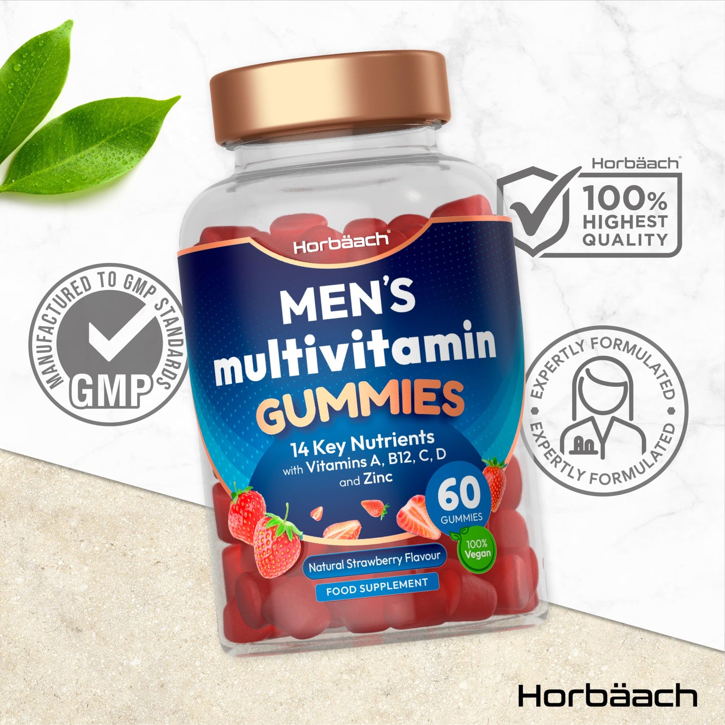- Multivitamin Gummies for Men | 60 Count | Natural Strawberry Flavour -