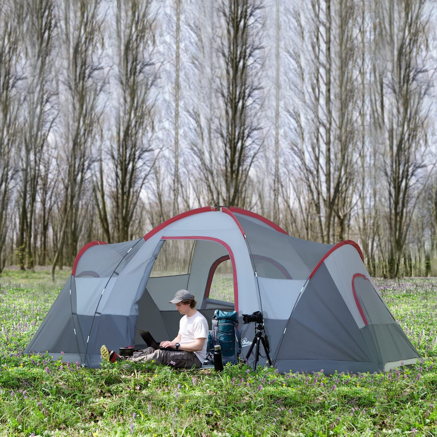 - Outsunny 5-6 Man Dome | Camping Tent | Hiking Shelter -