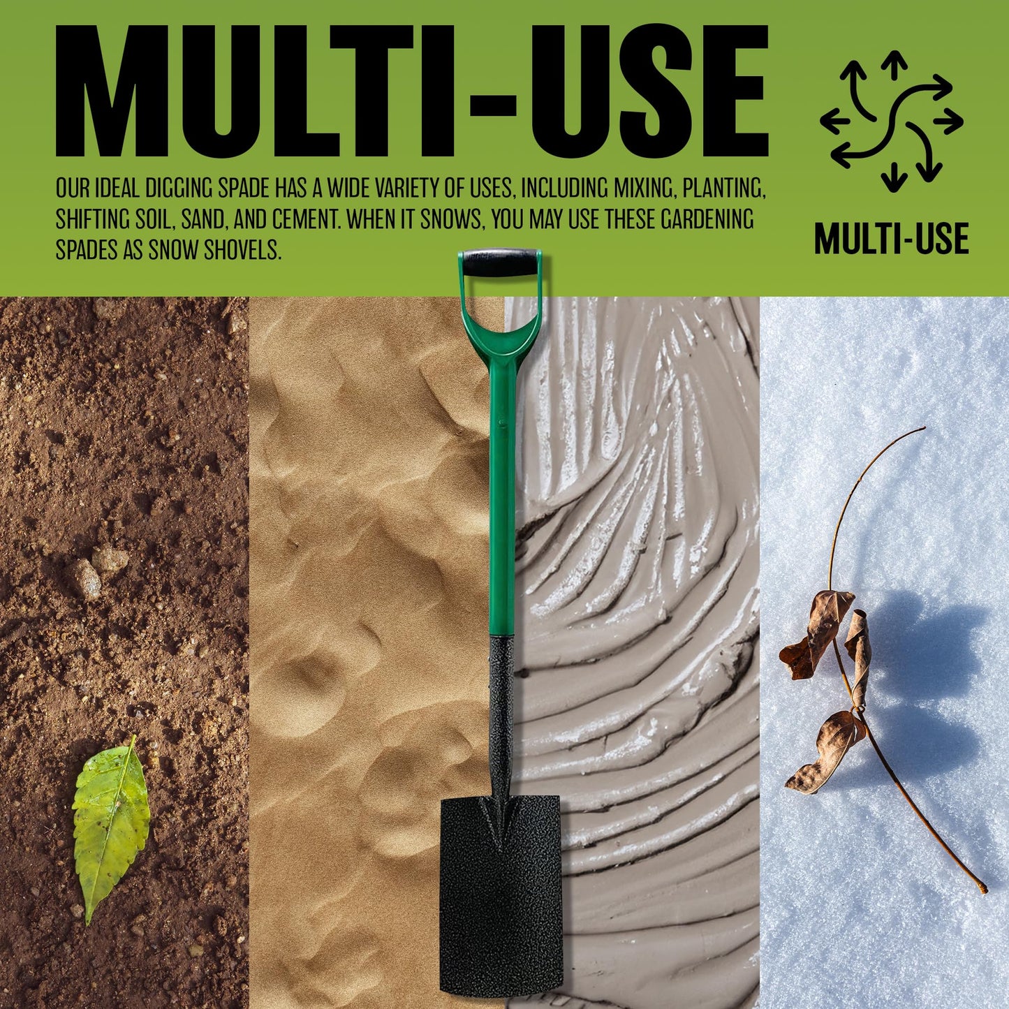 - Garden Digging Shovel | Steel Border Spade With A PVC Solid Grip Handle | Hand Tool Ideal For Gardening Can Also Be Used For Snow & Farms | Heavy Duty Strong, Resistant & Rust Resistant -