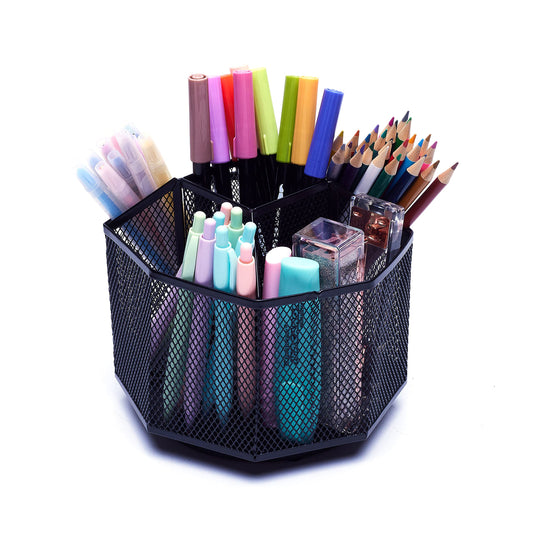 - EXERZ Desk Organiser | Mesh Desk Tidy Caddy | Pencil Holder | Multifunctional 360 Rotating -