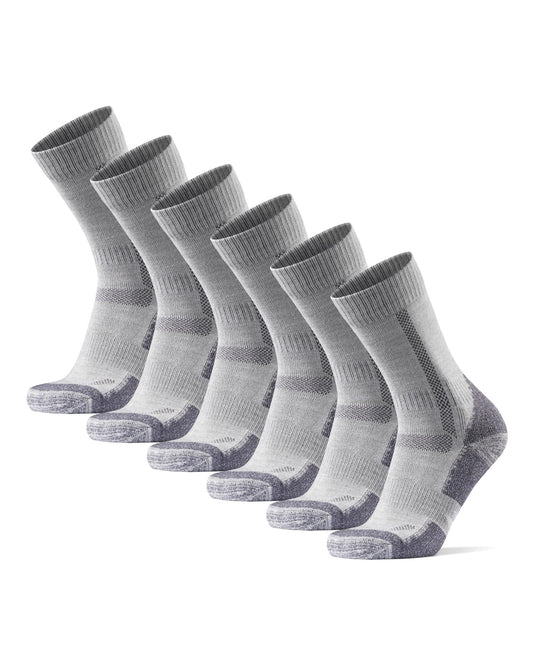 DANISH ENDURANCE Outdoor Walking Thermal Socks, Merino Wool, Premium Comfort Hiking Socks for Men & Women 3 Pack, Light Grey, 13-15