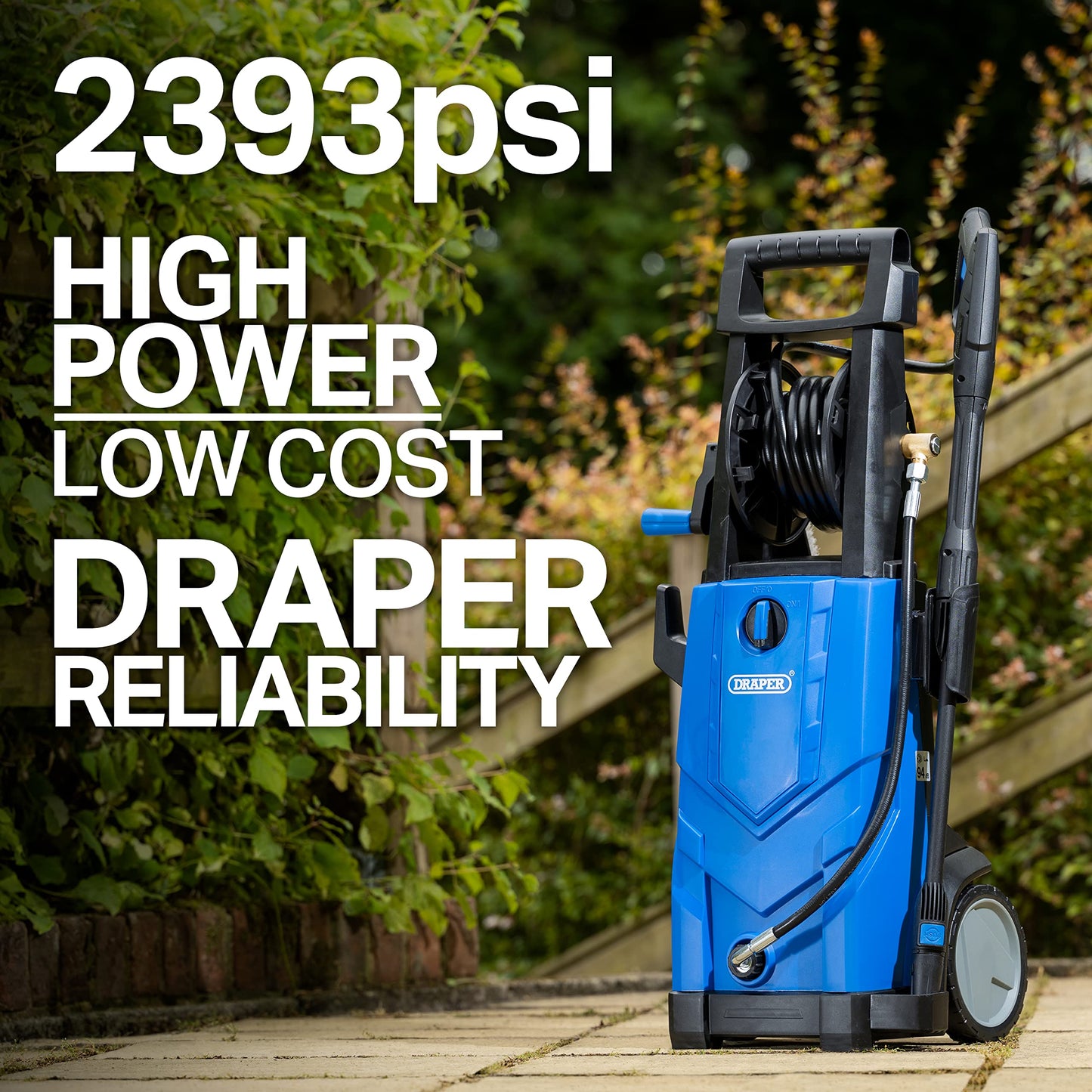 - Draper 165Bar Electric High Powered Pressure Washer | 2393Psi Jet Wash | 2200W Power Washer | Home Car Driveway and Patio Cleaning | 6m Hose Length | Accessories Included | 98677 -