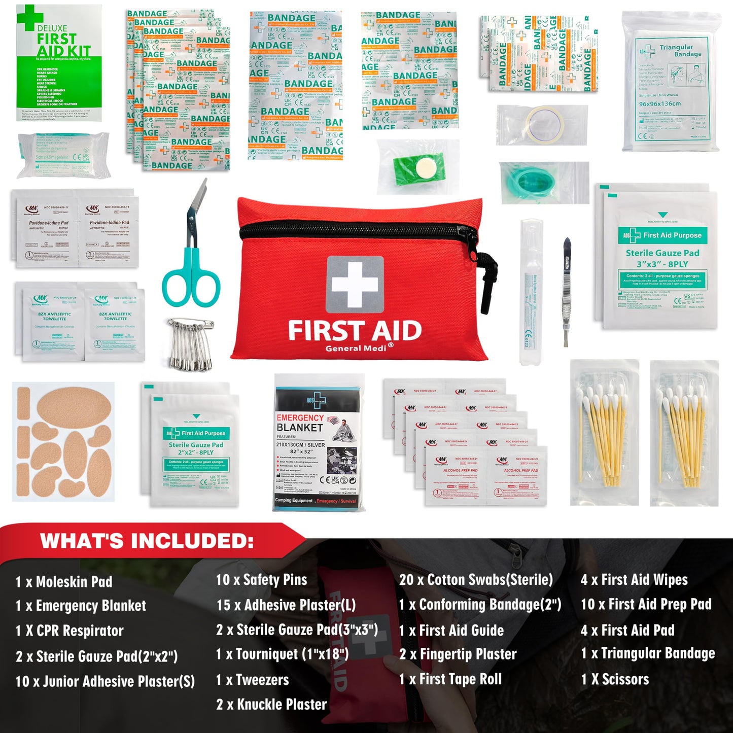- General Medi Mini First Aid Kit | 92 Pieces Small First Aid Kit -