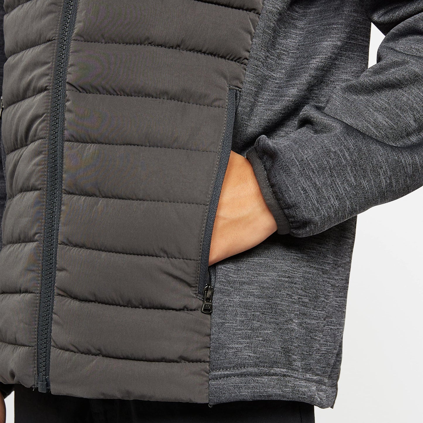 Berghaus Kids' Water Repellent and Insulated Hybrid Jacket, Kids' Fleece Jacket, Kids' Hiking & Outdoor Recreation Clothing (11-12 Years, Grey)