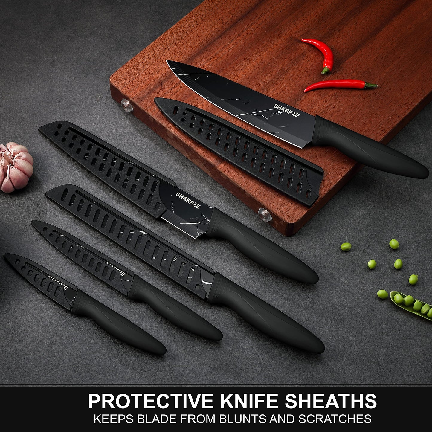 - Kitchen Knife Set of 5 | Ultra Sharp Stainless Steel Blade I Kitchen Knives with Ergonomic Handle & Sheaths Include Paring -