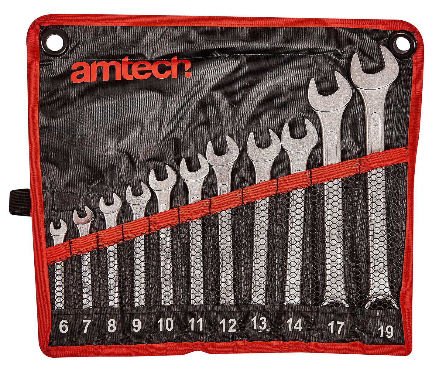 Amtech K0400 Combination Spanner Set, Drop Forged and Chrome Plated Spanners, 6mm to 19mm