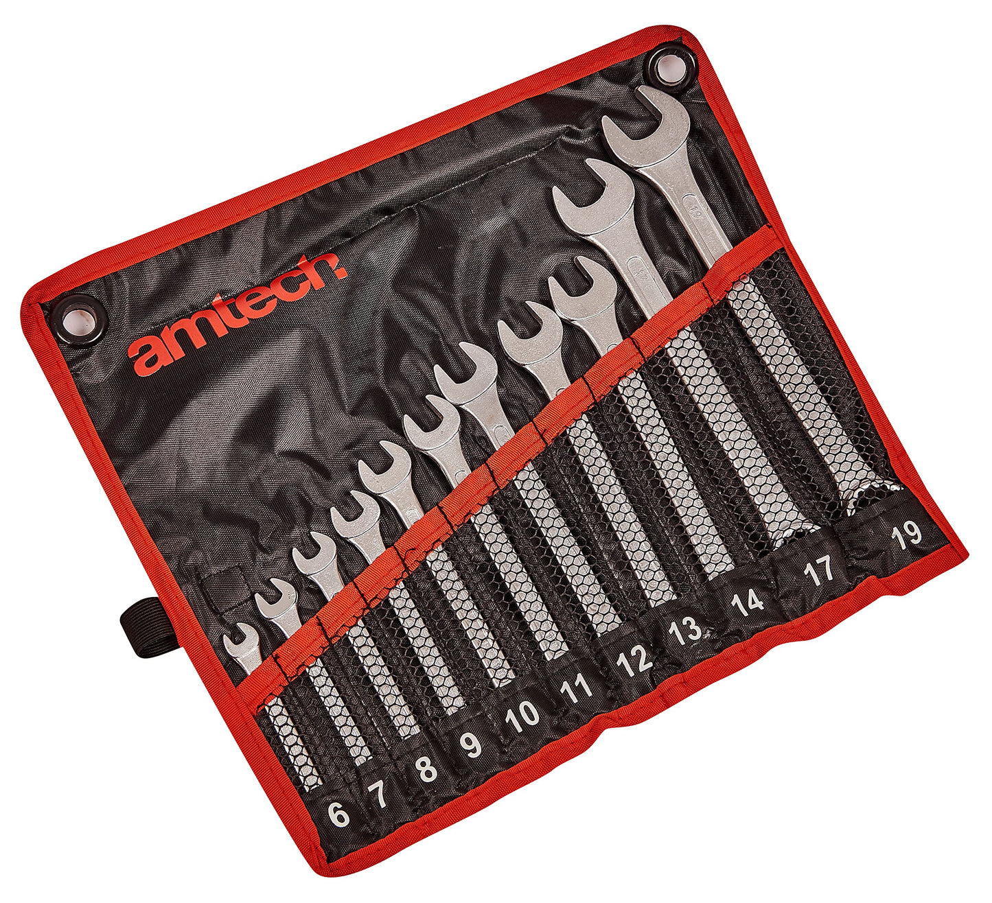 Amtech K0400 Combination Spanner Set, Drop Forged and Chrome Plated Spanners, 6mm to 19mm