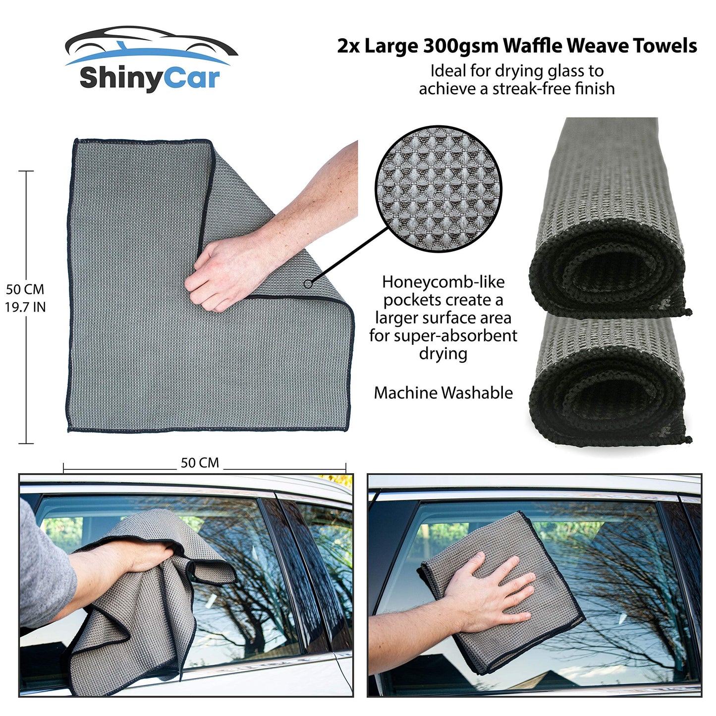 - ShinyCar® UK | Premium Car Washing Kit With Bag | Microfibre Valet Wash Mitts, Large Exterior Drying Towel, Waffle Cloths, Alloy Wheel Cleaning Brush, Detailing Brushes, Valeting Product Gift Set -